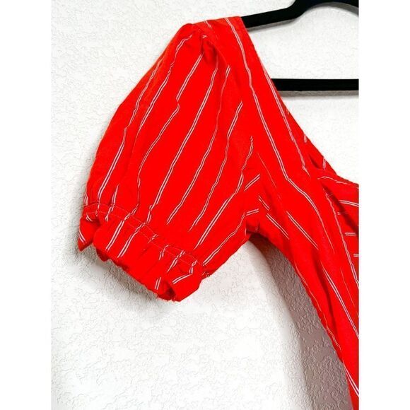 Free People Y2K Cropped Striped Poplin Blouse Size Medium - Picture 3 of 6